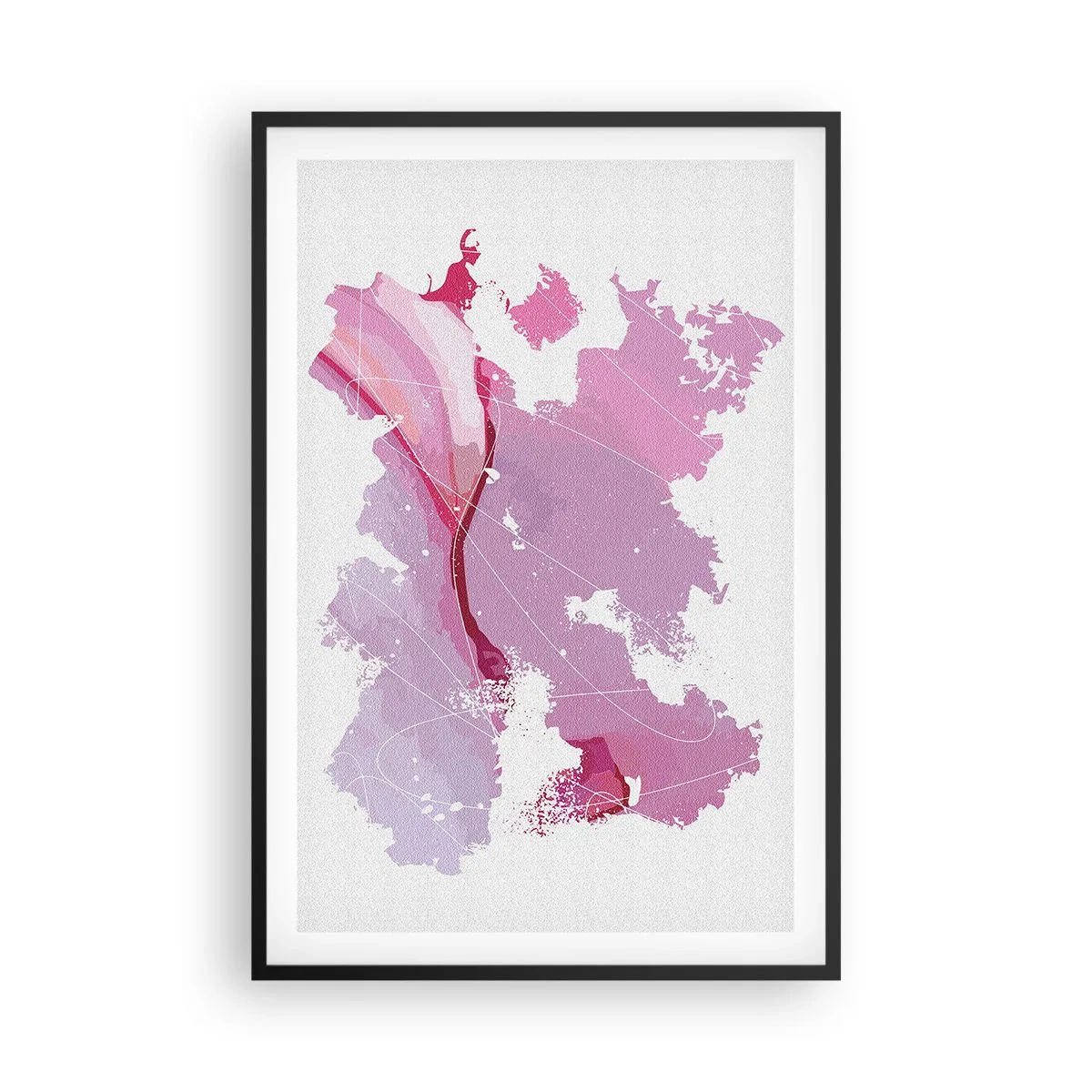 Poster in black frame - Map of a Pink World - 61x91 cm