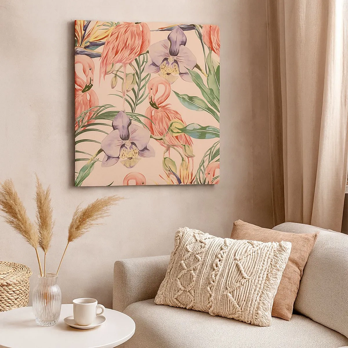 Canvas picture - Pink Ballet among Flowers - 30x30 cm