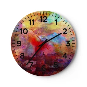 Wall clock - Clock on glass - Looking inside the Rainbow - 40x40 cm