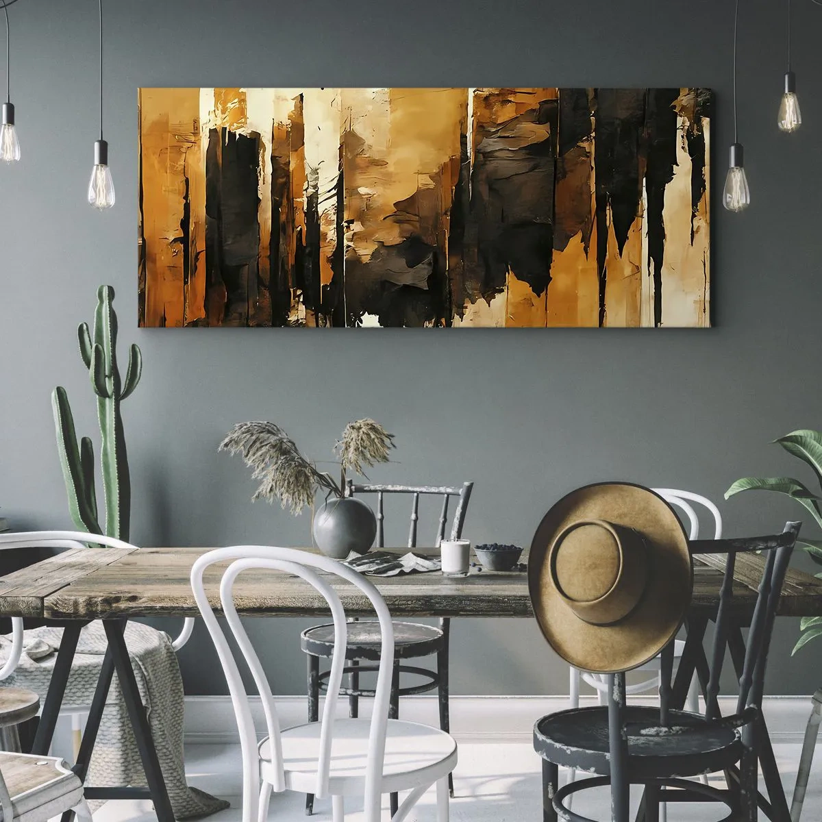 Canvas picture - Harmony of Black and Gold - 90x30 cm