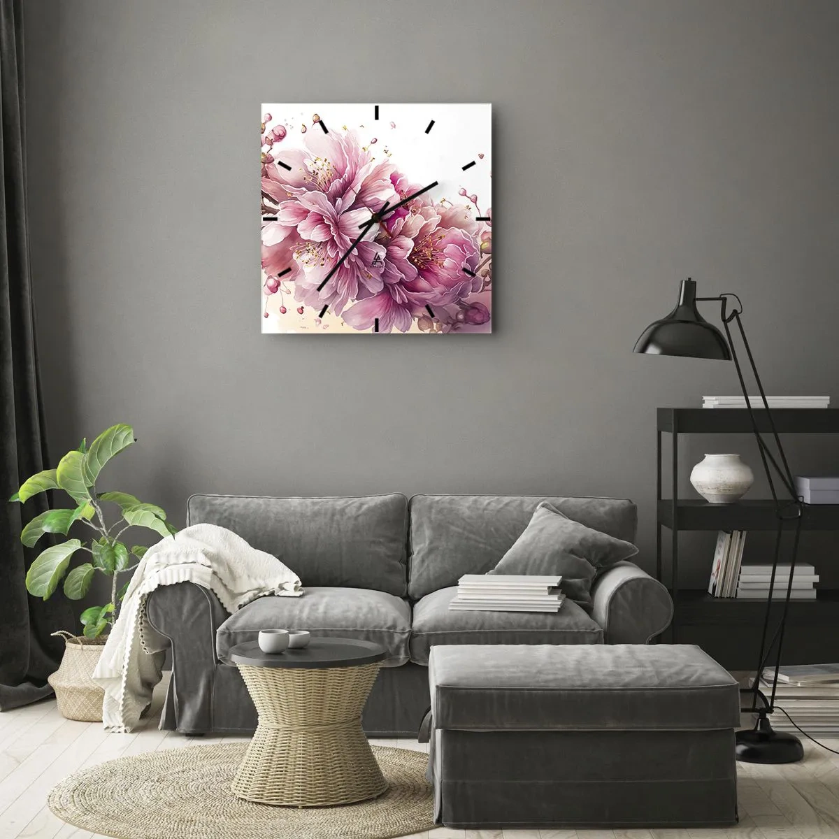 Wall clock - Clock on glass - Land of Cherry Blossoms - 40x40 cm