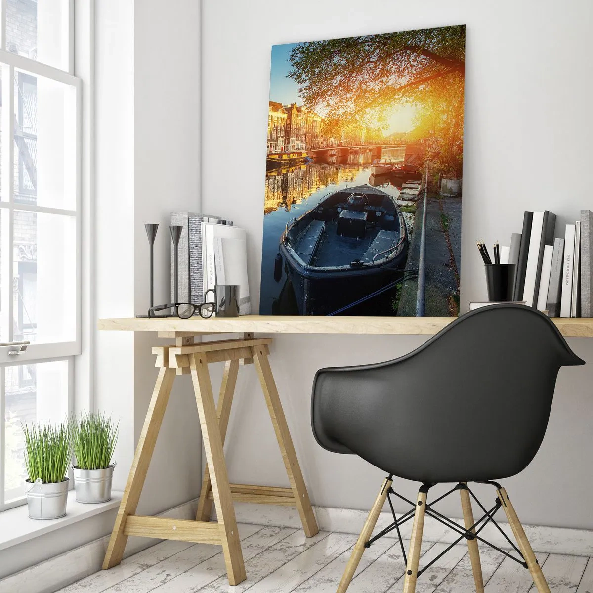 Glass picture - Morning in Amsterdam - 80x120 cm