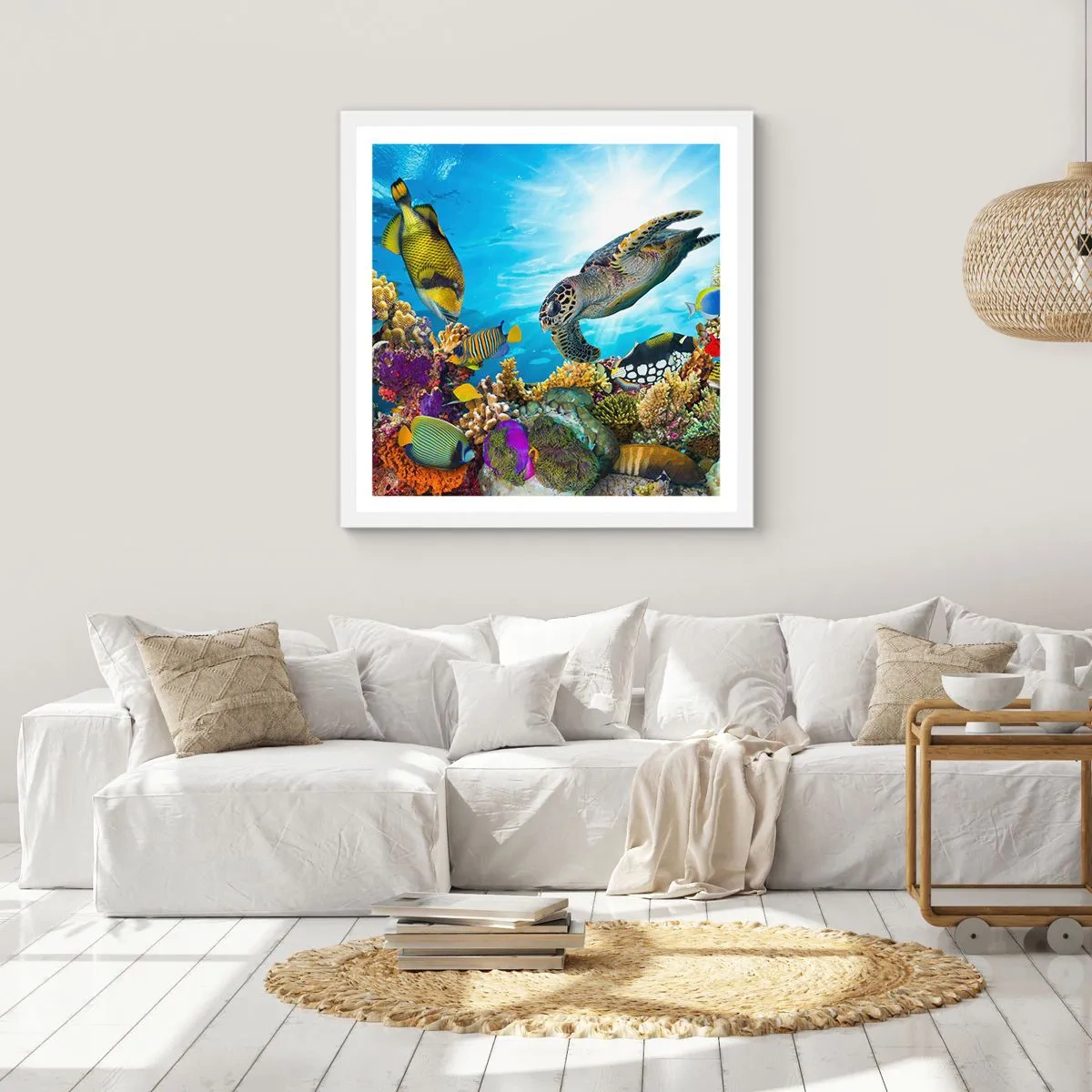 Poster in white frmae - Coral Promenade - 40x40 cm