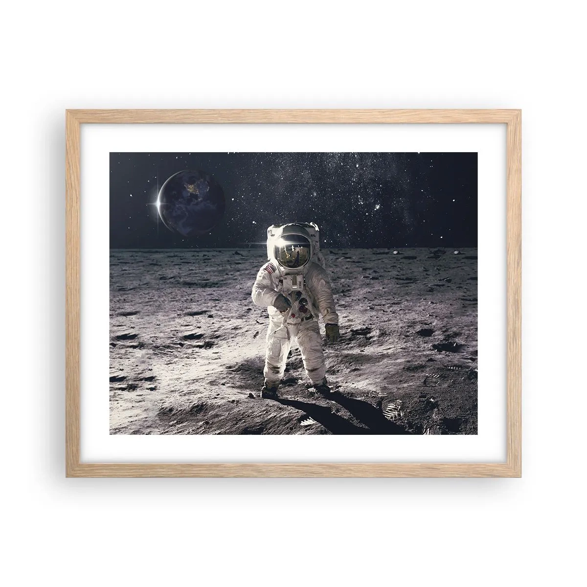 Poster in light oak frame - Greetings from the Moon - 50x40 cm