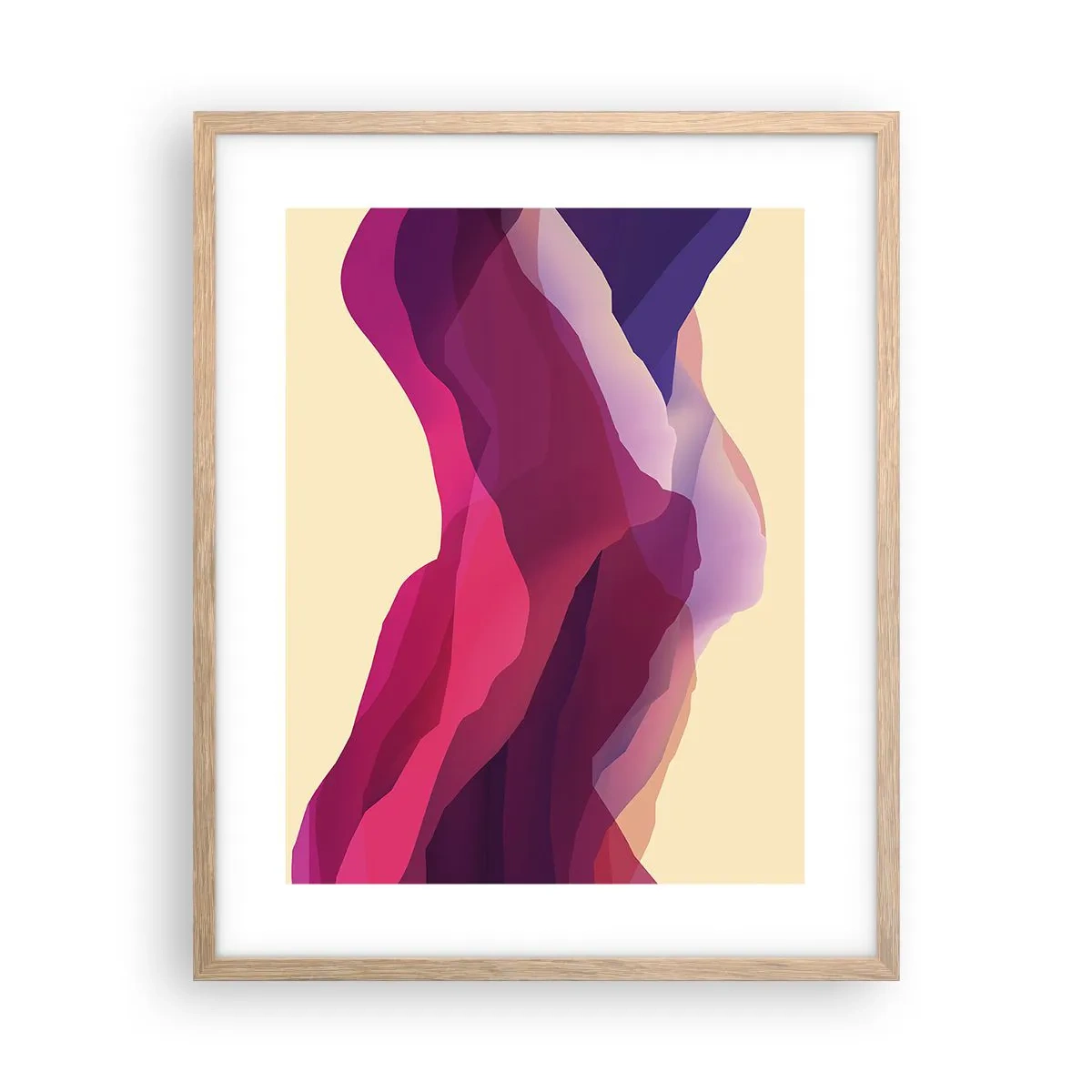 Poster in light oak frame - Waves of Purple - 40x50 cm