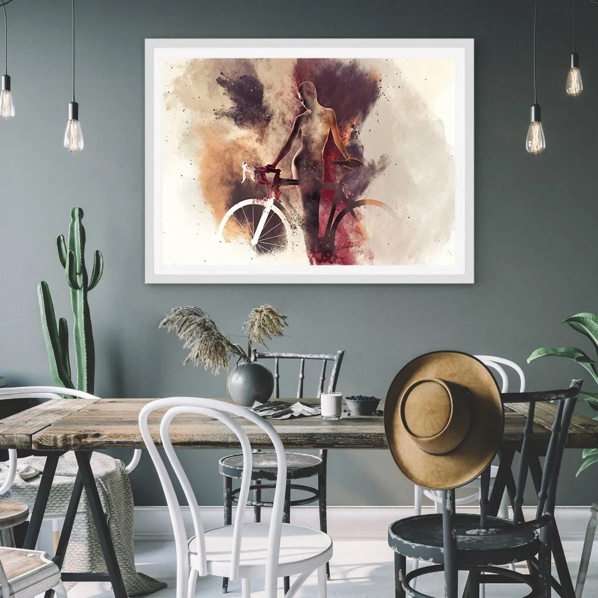 Poster in white frmae - Marble Sculpted Biker's Soul - 50x40 cm