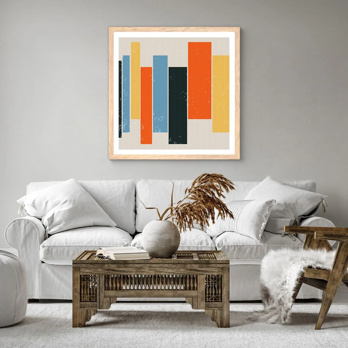 Poster in light oak frame - Notation of Music - 30x30 cm