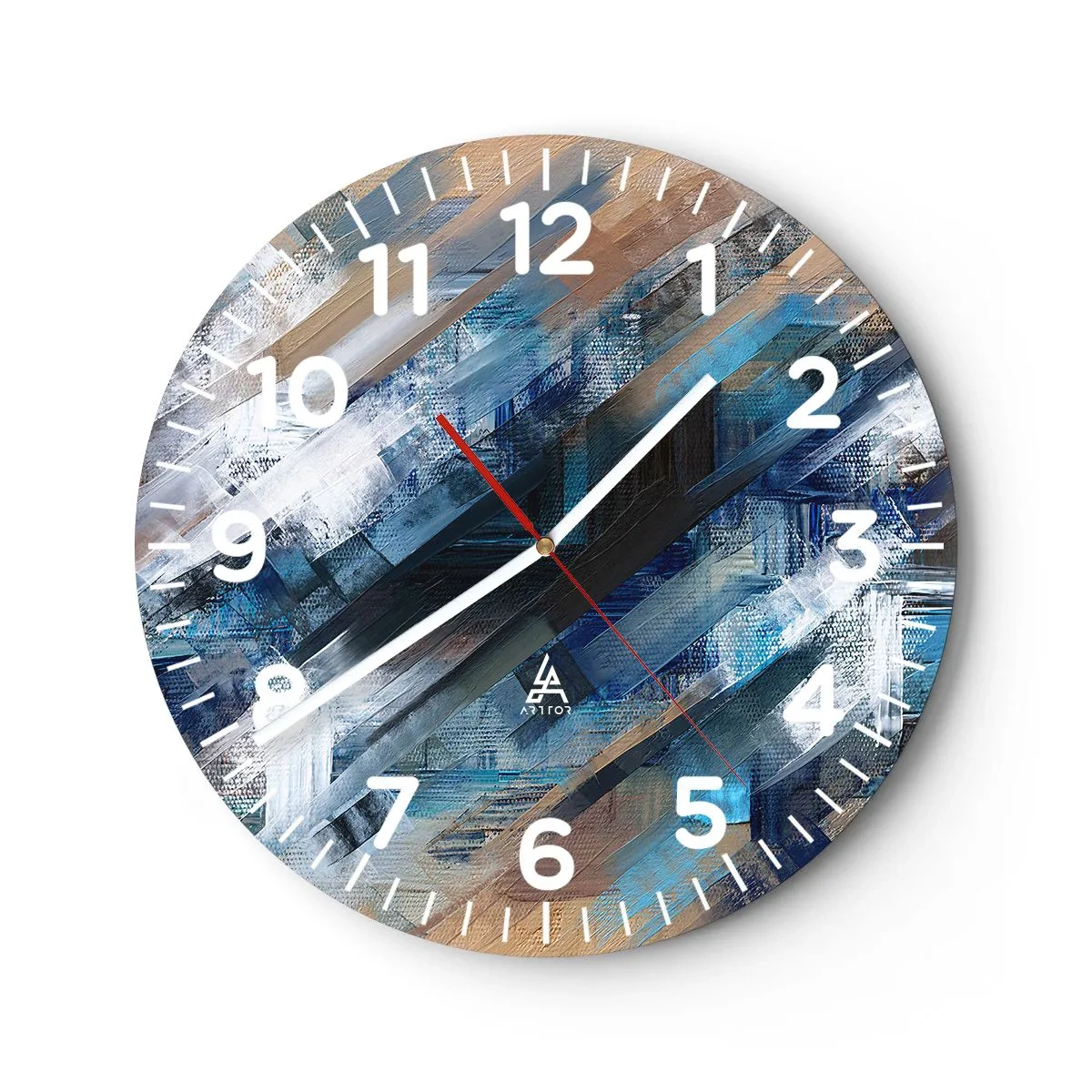 Wall clock - Clock on glass - On the Blue Slant - 40x40 cm