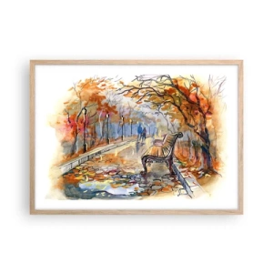Poster in light oak frame - Walking together into Autumn - 70x50 cm