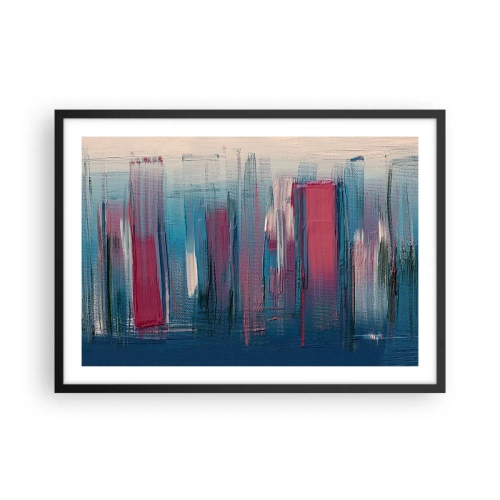 Poster in black frame - Vertical Composition In Blue And Red - 70x50 cm