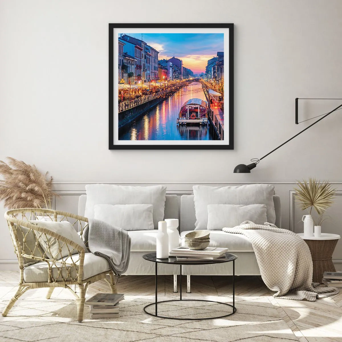 Poster in black frame - Evening of Light and Fun - 60x60 cm