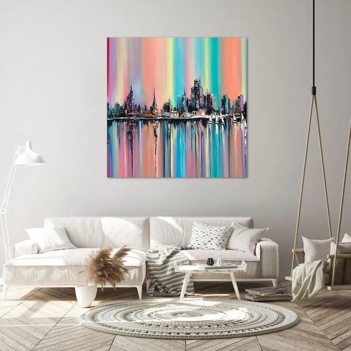 Canvas picture - Run down with Night Lights - 50x50 cm