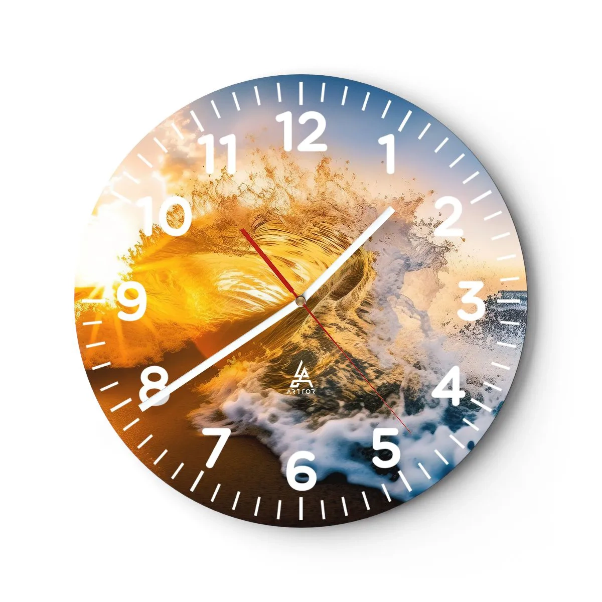 Wall clock - Clock on glass - Playing with Sand - 40x40 cm