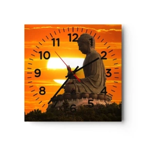 Wall clock - Clock on glass - Facing the World - 30x30 cm
