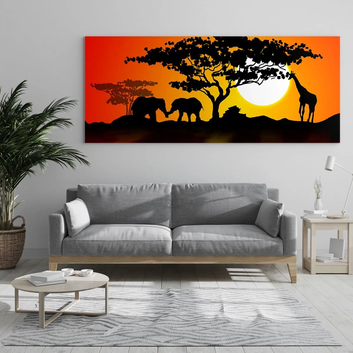 Glass picture - Encounter on a Savannah - 120x50 cm