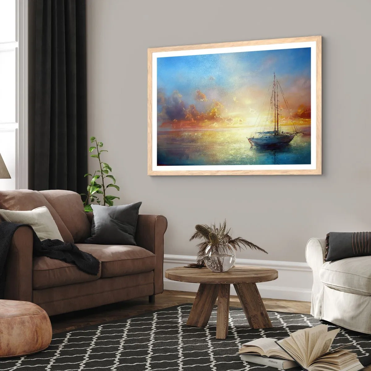 Poster in light oak frame - In a Golden Bay - 70x50 cm