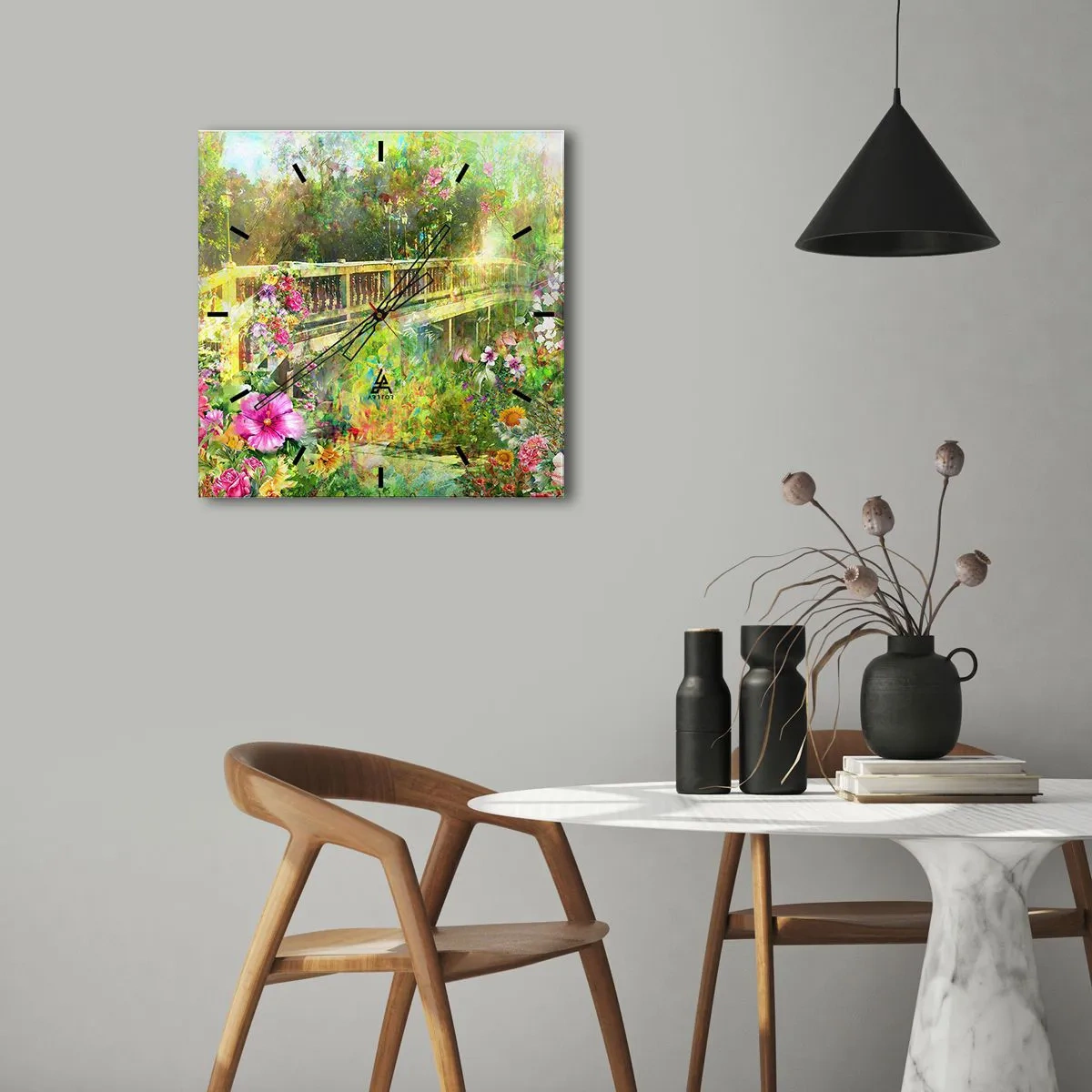 Wall clock - Clock on glass - Bridge of Spring Sighs - 30x30 cm