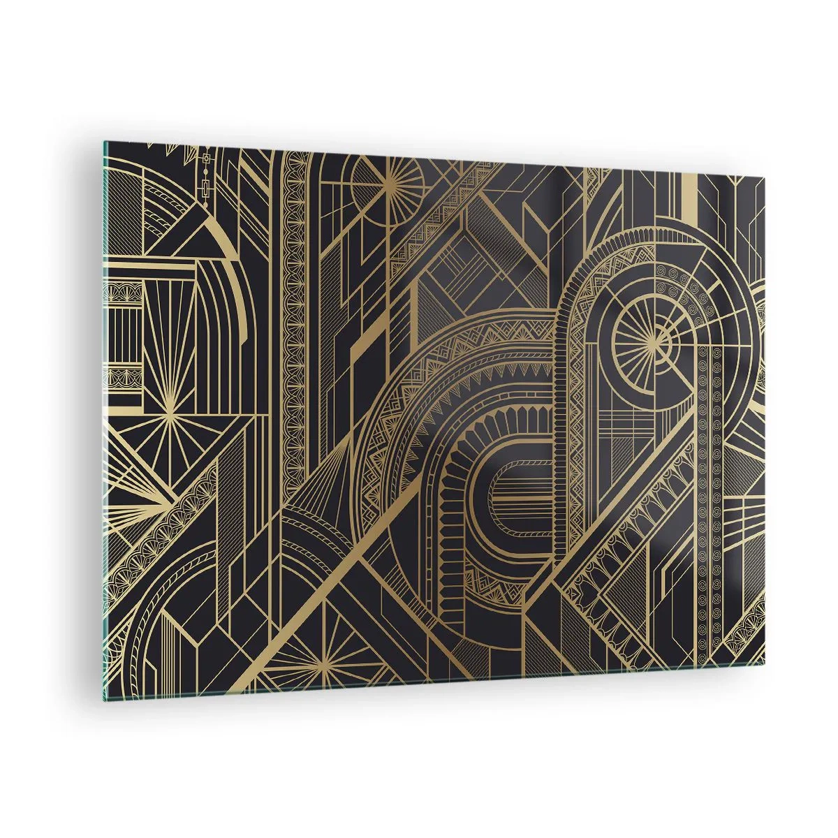 Glass picture - Geometric Art Deco pattern in gold and black - 70x50cm - Concepts, Ideas, Plans - Modern wall decoration for the living room and bedroom ARTTOR