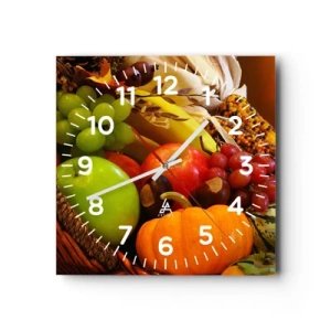 Wall clock - Clock on glass - Basket of Abundance - 40x40 cm
