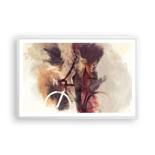 Poster in white frmae - Marble Sculpted Biker's Soul - 91x61 cm