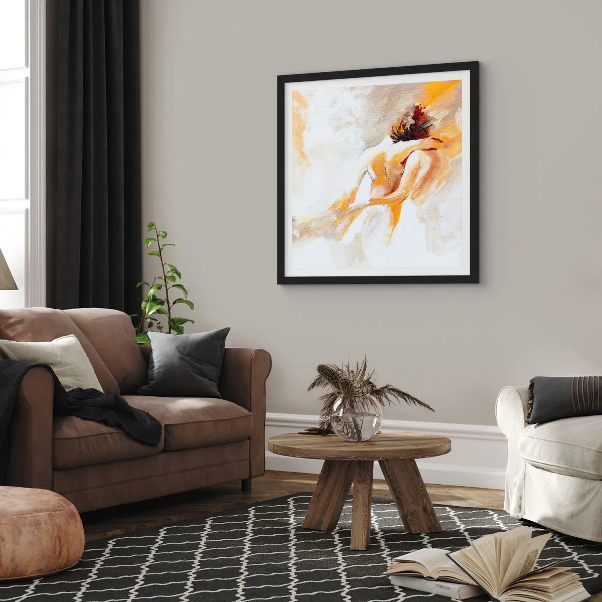 Poster in black frame - Heavenly Embrace - 60x60 cm