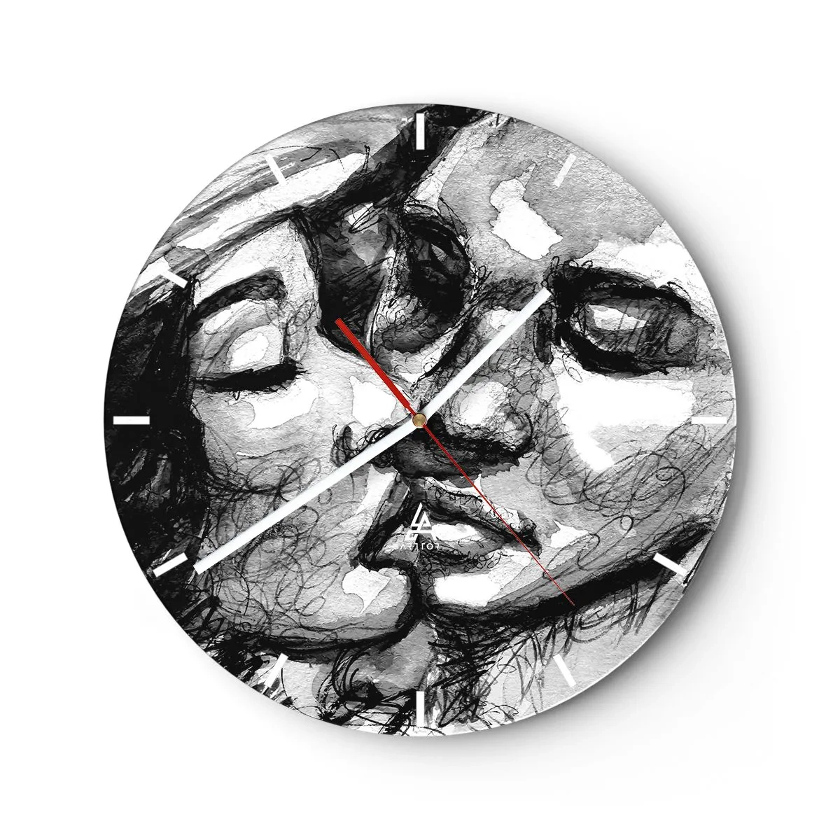 Wall clock - Clock on glass - Tender Moment - 40x40 cm