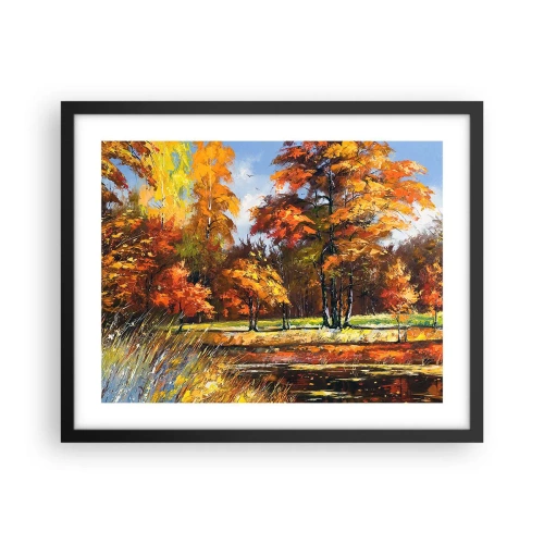 Poster in black frame - Landscape in Gold and Brown - 50x40 cm