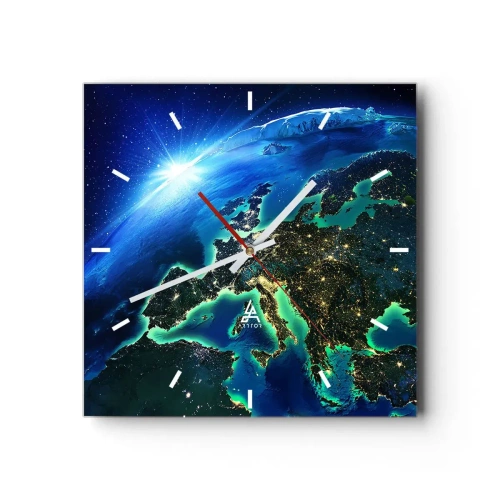Wall clock - Clock on glass - Sparkling Europe - 40x40 cm