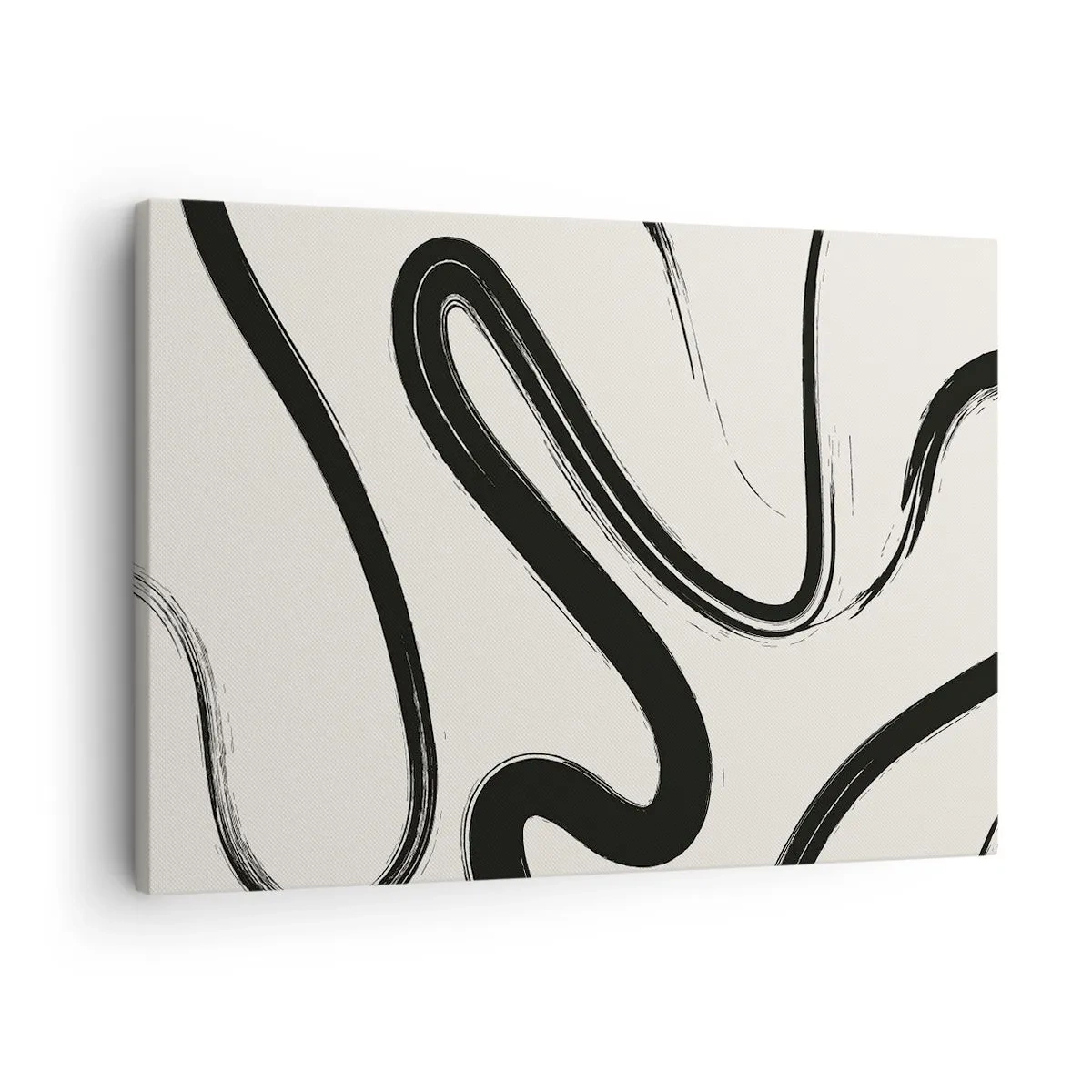Canvas picture - Black and white curved lines on a light background - 70x50cm - Black and White Fancy - Modern wall decoration for the living room and bedroom ARTTOR
