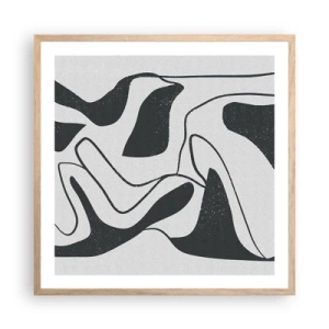 Poster in light oak frame - Abstract Fun in a Maze - 60x60 cm