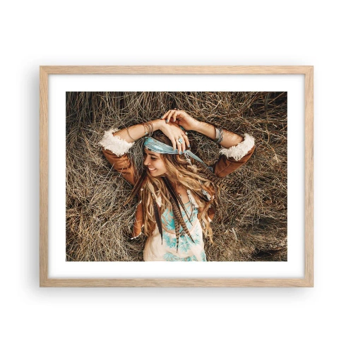 Poster in light oak frame - On the Way to the Summer of Love - 50x40 cm