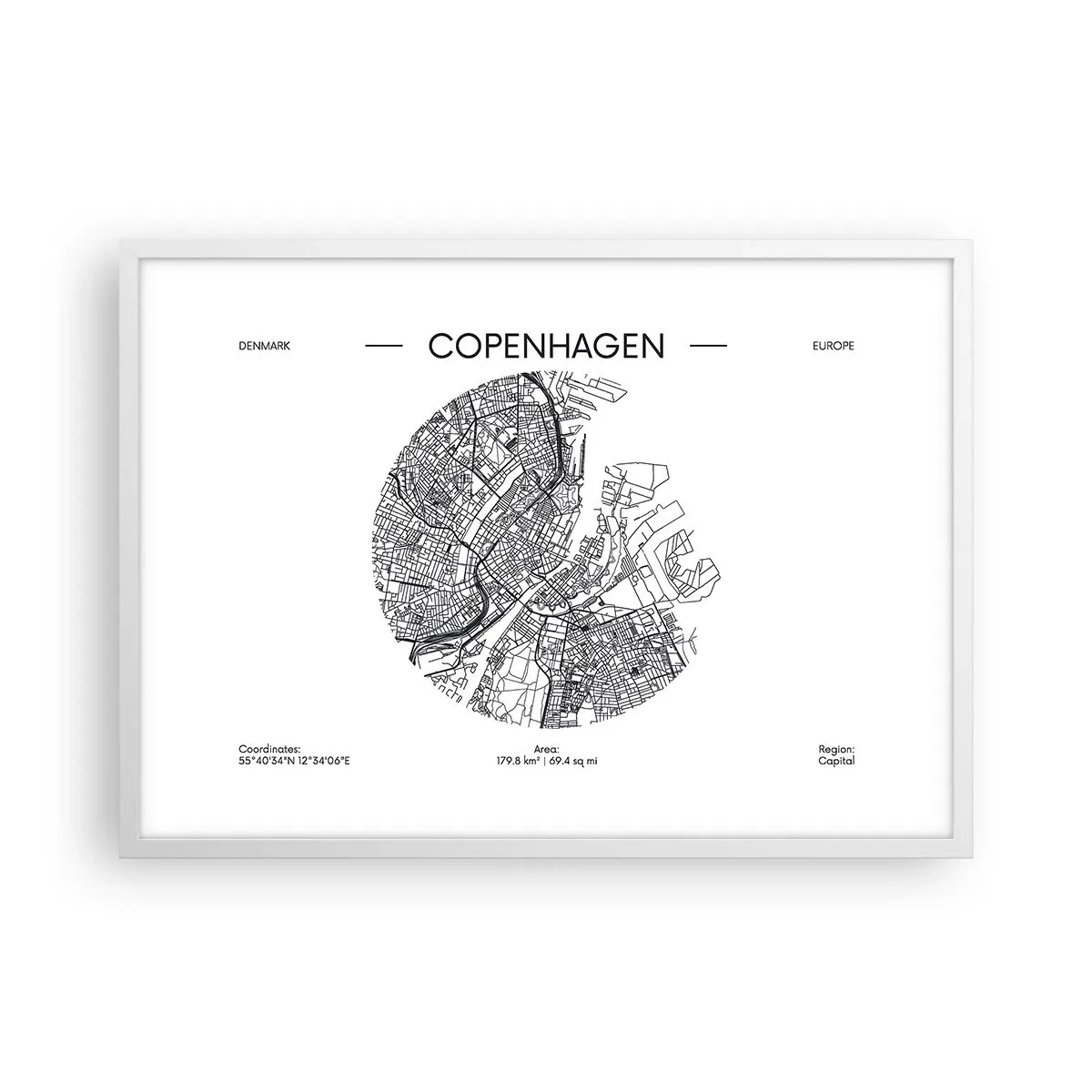 Poster in white frmae - Anatomy of Copenhagen - 70x50 cm