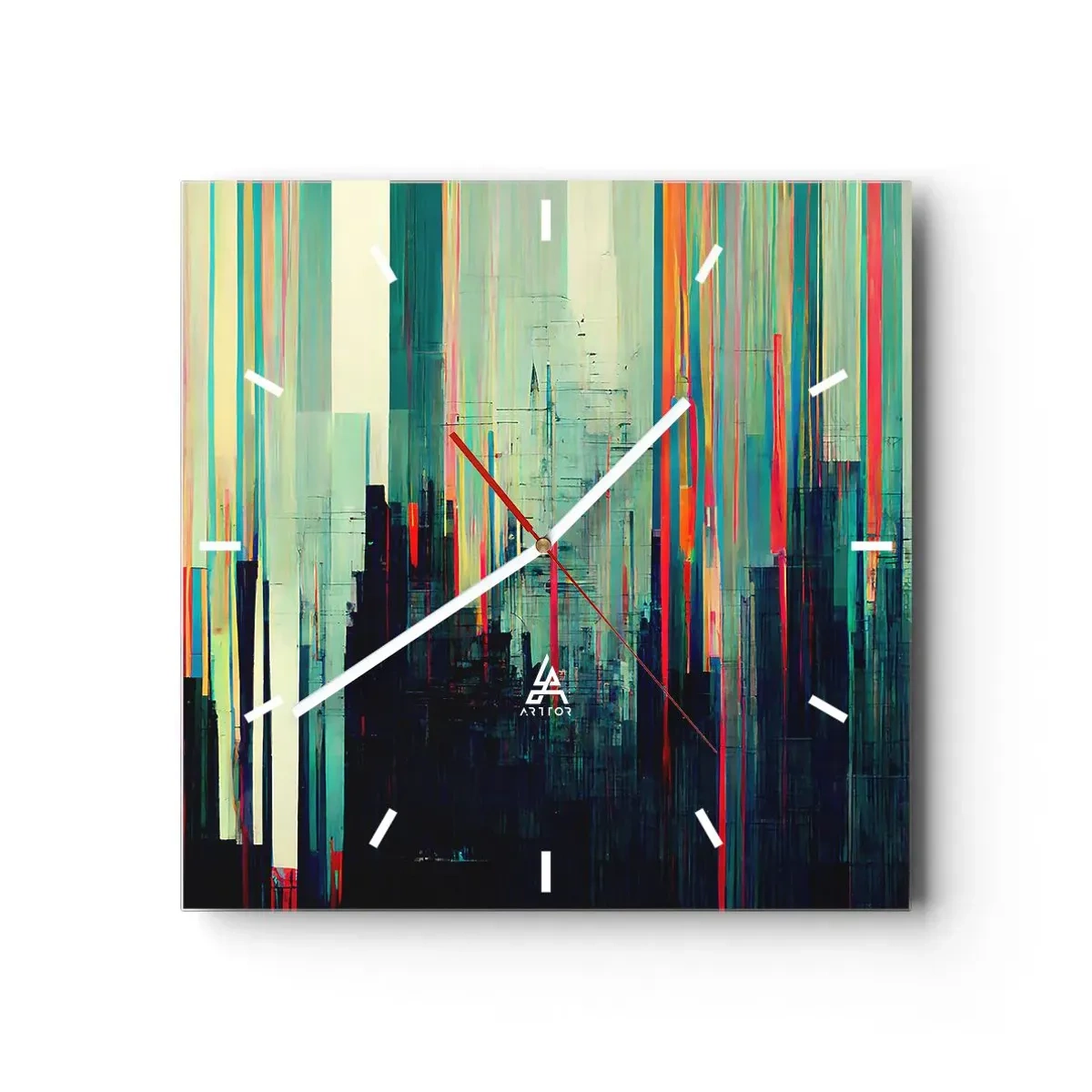 Wall clock - Clock on glass - Futuristic City - 40x40 cm