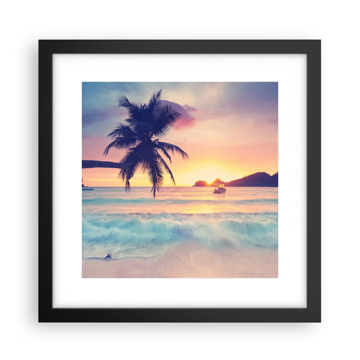 Poster in black frame - Evening in a Bay - 30x30 cm