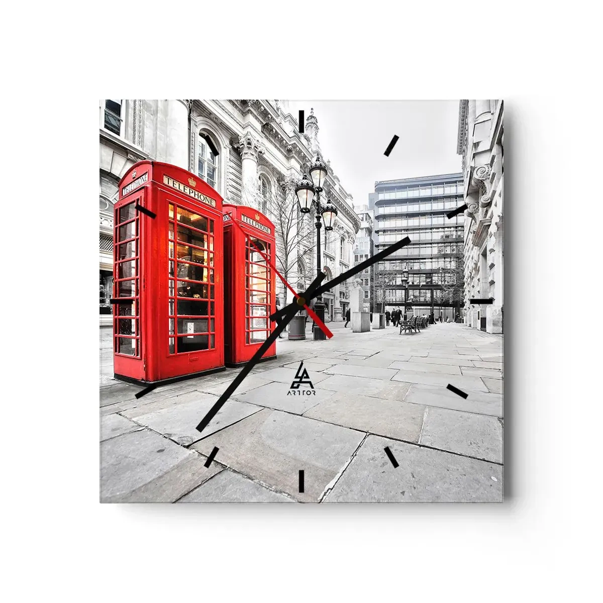 Wall clock - Clock on glass - Welcome to London - 30x30 cm