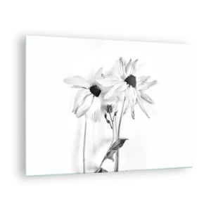 Glass picture - Black and white flowers in a minimalist style - 70x50cm - No one Wants To Be Alone - Modern wall decoration for the living room and bedroom ARTTOR