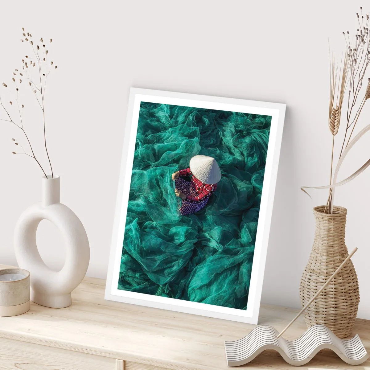 Poster in white frmae - In the Sea of Nets - 50x70 cm