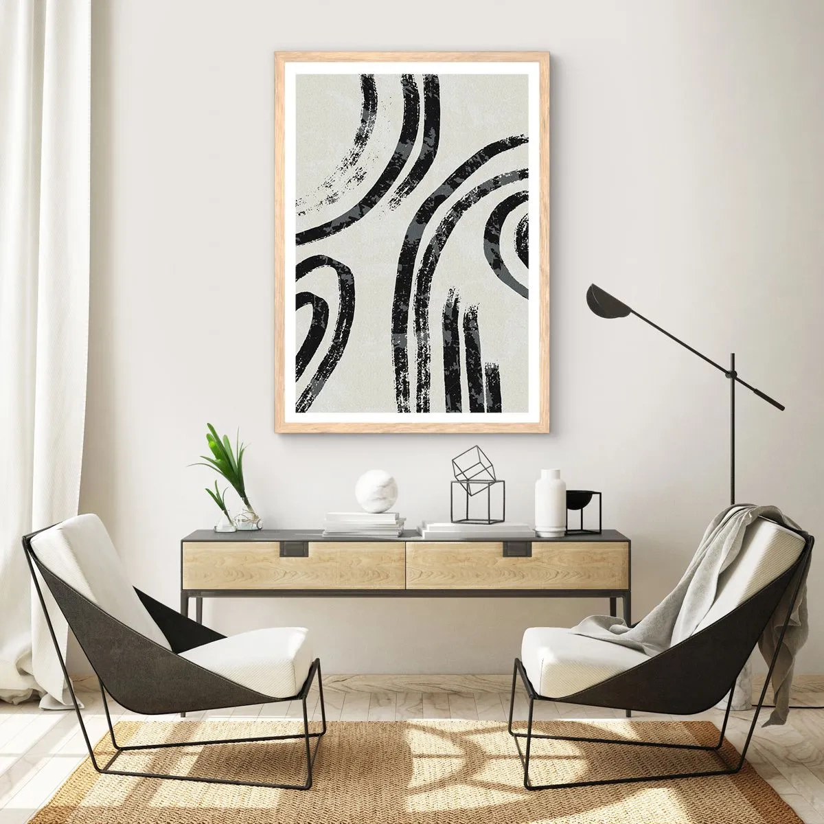 Poster in light oak frame - Stopped Half Way - 30x40 cm