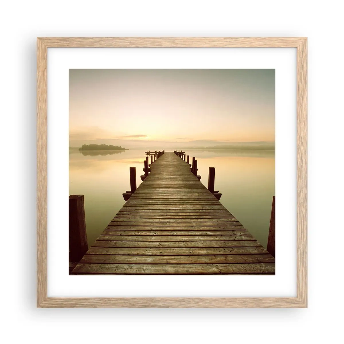Poster in light oak frame - Before Dawn, Dawn, Light - 40x40 cm