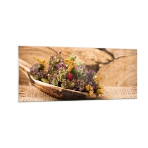 Glass picture - Colourful Flowers and Fragrant Herbs - 100x40 cm