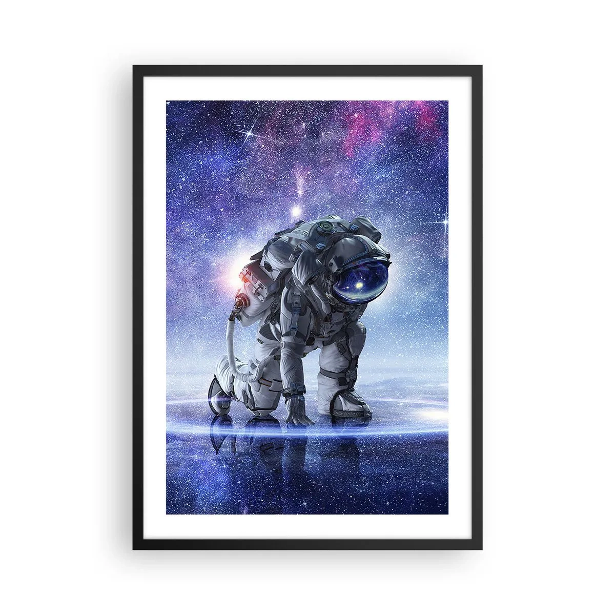 Poster in black frame - Astronaut against the background of outer space - 50x70cm - Starry Night above Me - Modern wall decoration for the living room and bedroom ARTTOR