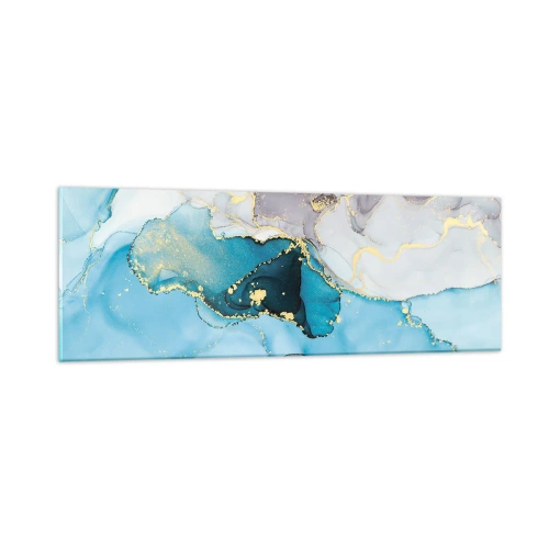 Glass picture - Study in Grey and Turquoise Encounter - 90x30 cm