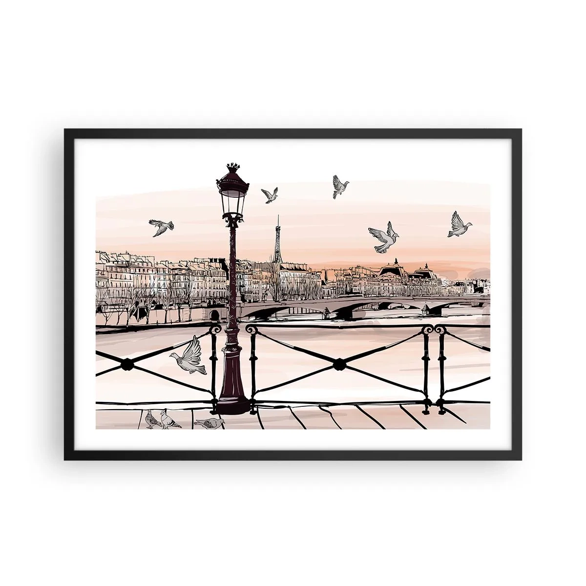Poster in black frame - Over the Roofs of Paris - 70x50 cm