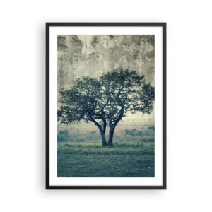 Poster in black frame - A lonely tree in a rustic landscape - 50x70cm - Apple Tree in Blue? - Modern wall decoration for the living room and bedroom ARTTOR