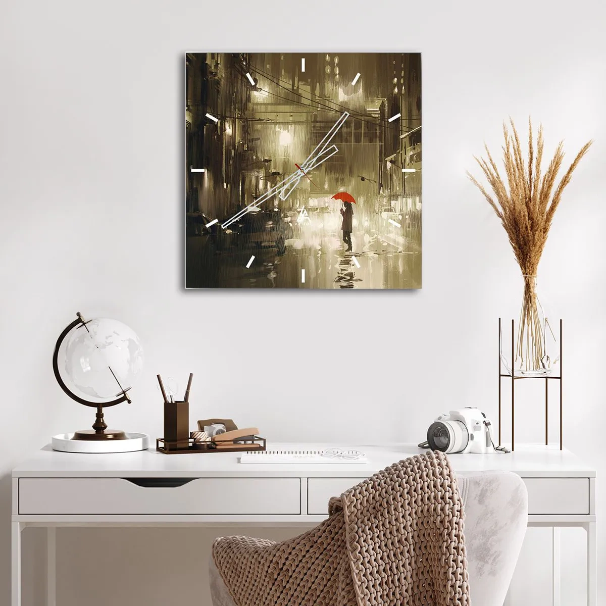 Wall clock - Clock on glass - Alone But Not Lonely - 30x30 cm