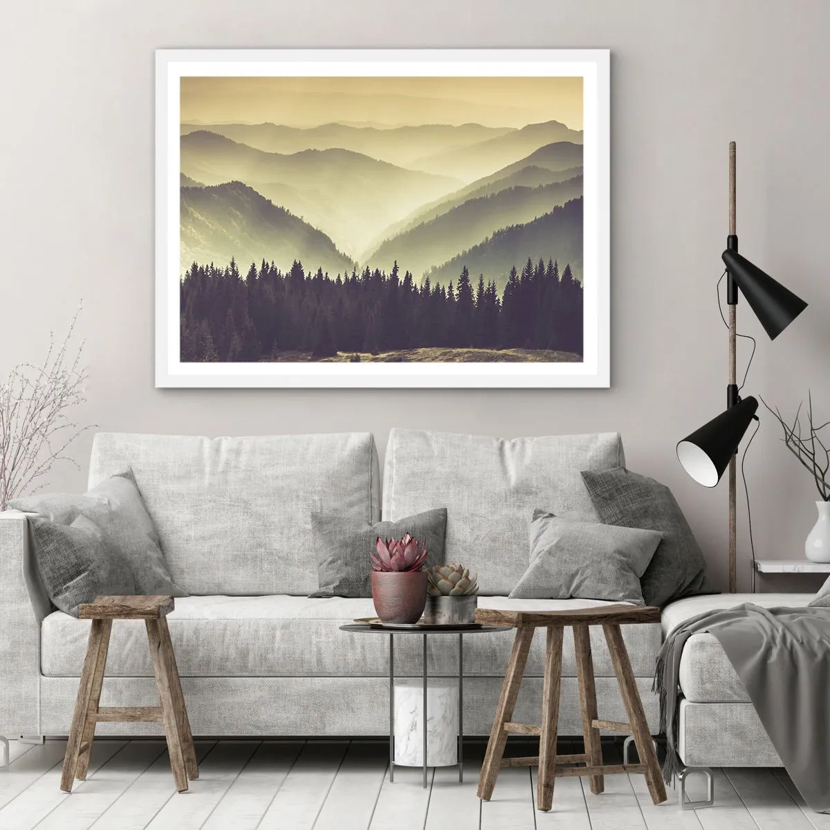 Poster in white frmae - In a Faraway Land, Past the Mountains - 40x30 cm