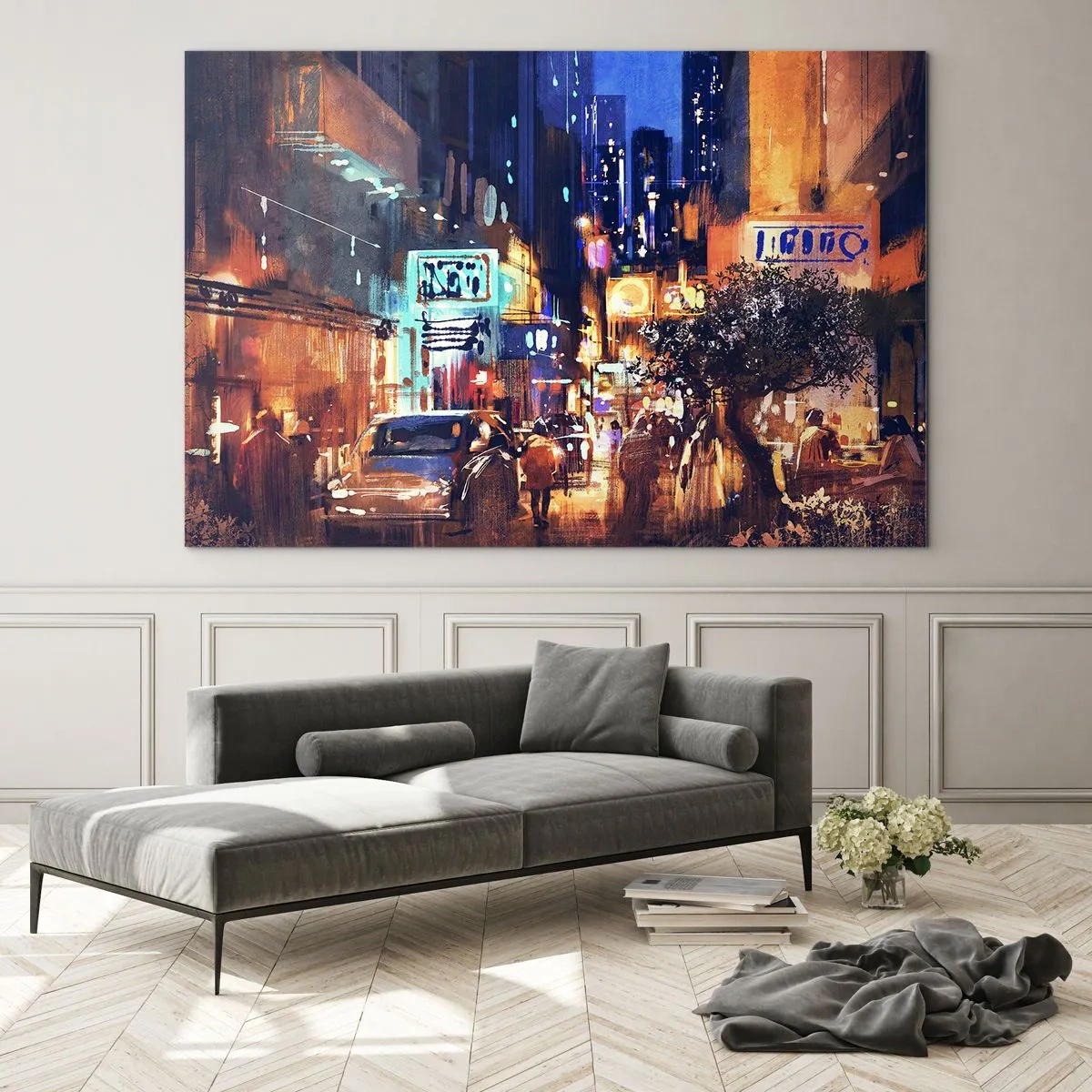 Glass picture - City Doesn't Sleep - 120x80 cm