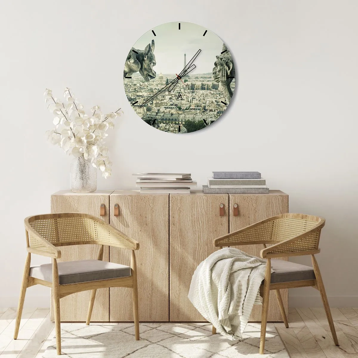 Wall clock - Clock on glass - Parisian Talks - 30x30 cm