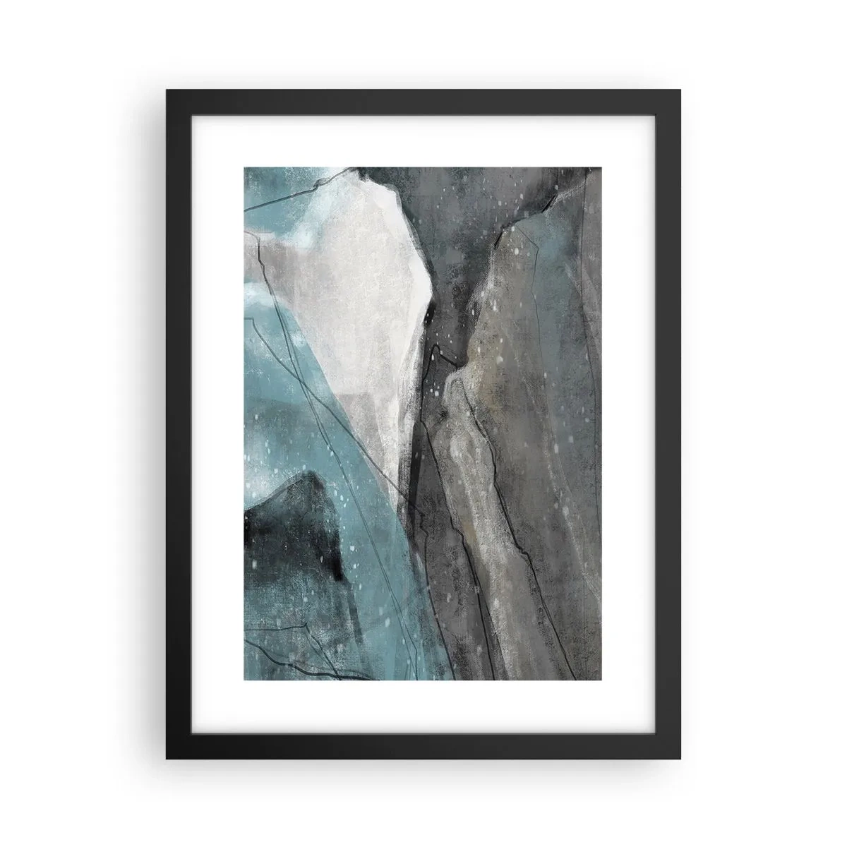 Poster in black frame - Abstract: Rocks and Ice - 30x40 cm