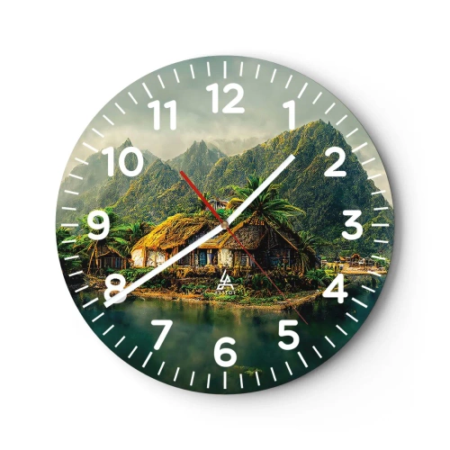 Wall clock - Clock on glass - Tropical Paradise - 30x30 cm
